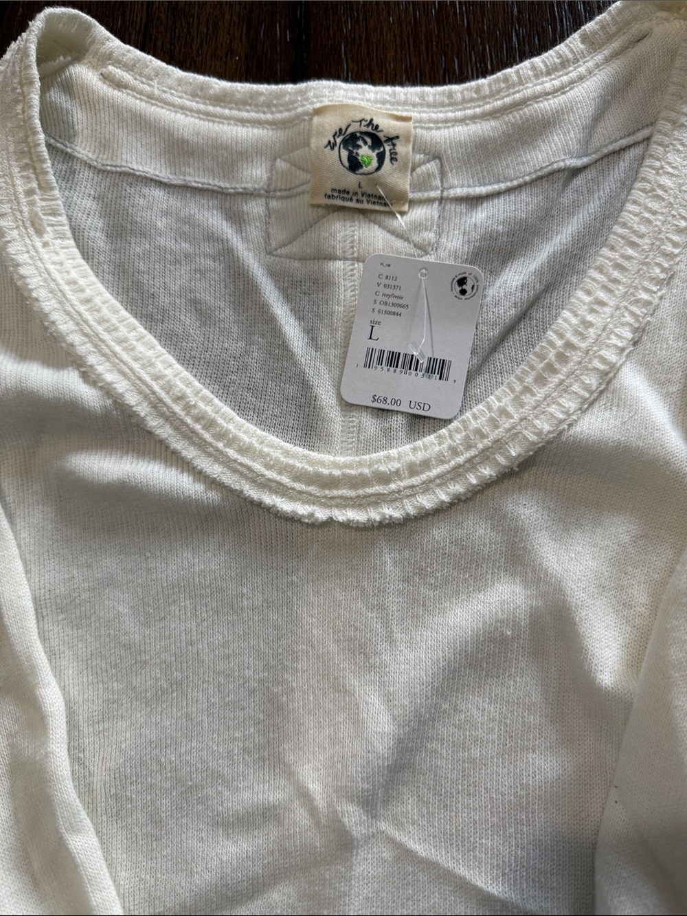 We The Free Off-White Scoop Neck Long Sleeve Top - Picture 2 of 4